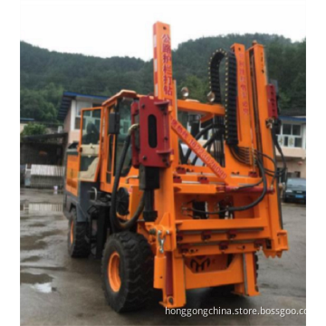 Highway guardrail piling/drilling rig